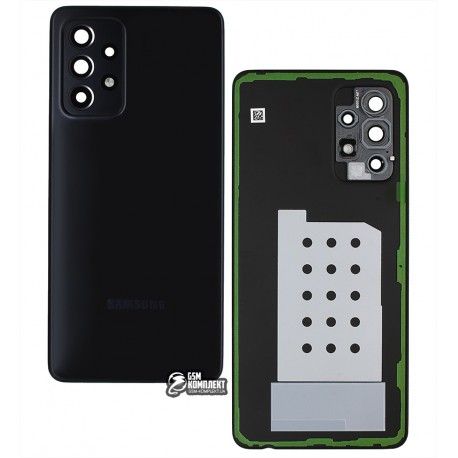 Задня панель корпусу для Samsung A525 Galaxy A52, чорна, зі склом камери (149957)