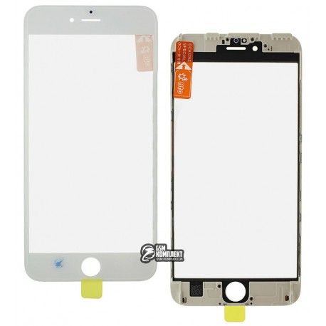 Скло дисплея для iPhone 6S Plus, з рамкою, з OCA-плівкою, білий колір (106646)