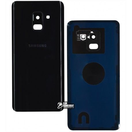 Задня панель корпусу Samsung A530F Galaxy A8 (2018), A530F / DS Galaxy A8 (2018), чорний, зі склом камери (145949)