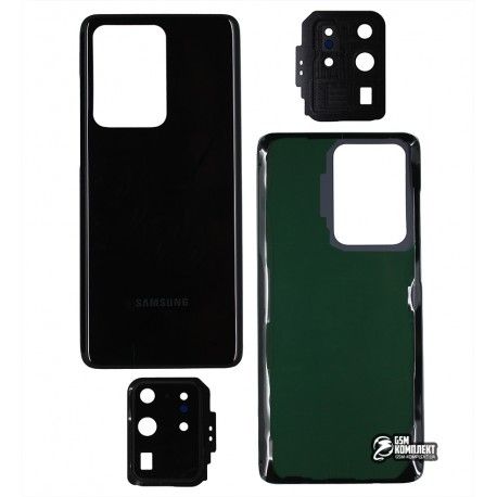 Задня панель корпусу Samsung G988 Galaxy S20 Ultra, чорний колір, зі склом камери (141443)