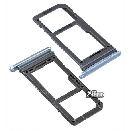 Тримач SIM-карти для Samsung G973 Galaxy S10, G975 Galaxy S10 Plus, синій, c тримачем MMC, Dual SIM (148983)