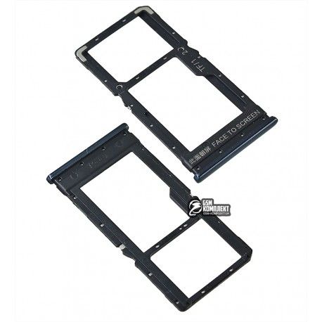Тримач SIM-карти для Xiaomi Poco X3 Pro, чорний, Phantom Black, M2102J20SG, M2102J20SI (150465)