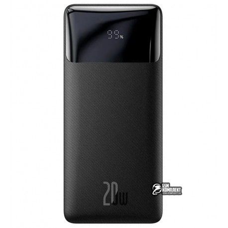 Power bank (повербанк) Baseus Bipow Digital Display 20000mAh 20W 2USB/1Type-C, PD/QC, 20W, 3A (PPDML-M01) (Чорний) (153382)