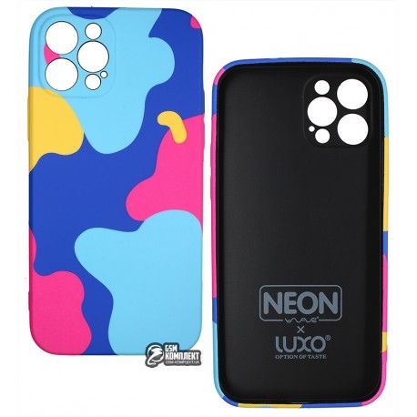 Чохол для Apple iPhone 12 Pro, Wave neon X luxo Minimalistic, софттач силікон, midnight blue/bright pink (153438)