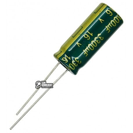 Конденсатор електролітичний 3300 uF 16 V, 105 C, d10 h25 (низький імпеданс) LOW ESR (CHONG) (153680)