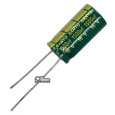 Конденсатор електролітичний 1500 uF 16 V, 105 C, d10 h20 (низький імпеданс) LOW ESR (SANYO CHINA) (130366)