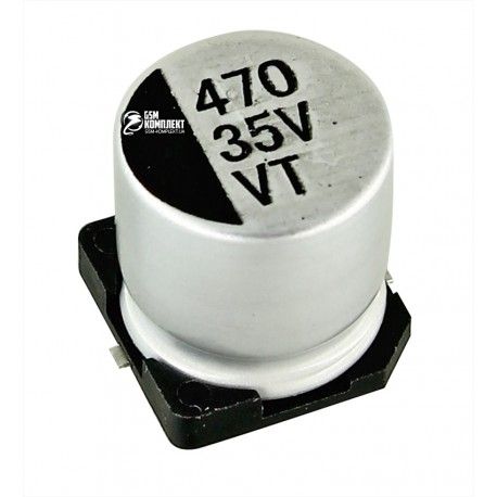 Конденсатор електролітичний 470 uF 35 V, d10 h10.5, VT алюмінієвий SMD (134041)