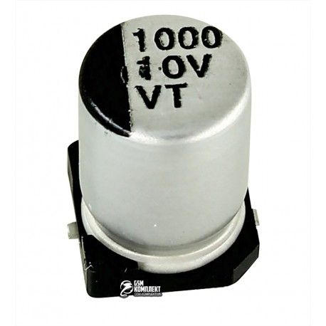 Конденсатор електролітичний 1000 uF 10 V, d8 h10.5, UT алюмінієвий SMD (134345)