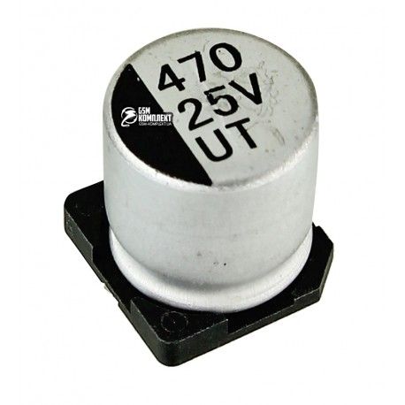 Конденсатор електролітичний 470 uF 25 V, d10 h10.5, VT алюмінієвий SMD (135164)