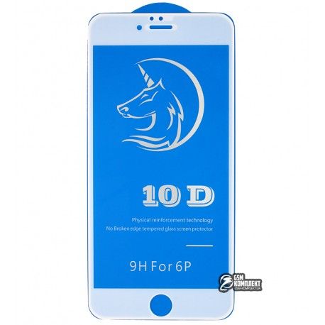 Захисне скло для iPhone 6 Plus, iPhone 6s Plus, 3D, Titanium, біле (153955)