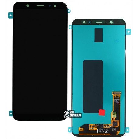 Дисплей для Samsung A605 Dual Galaxy A6 + (2018), A605F Dual Galaxy A6 + (2018), чорний, з тачскріном, оригінал (переклеєне скло) (136104)