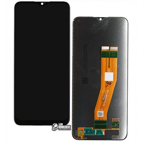 Дисплей для Samsung A037F Galaxy A03s, чорний, без рамки, з жовтим шлейфом, (160,5x72 mm) , оригінал (PRC) (152448)