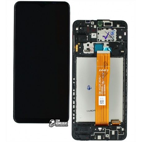 Дисплей для Samsung A125F Galaxy A12, чорний, з рамкою, оригінал (переклеєне скло) (154494)