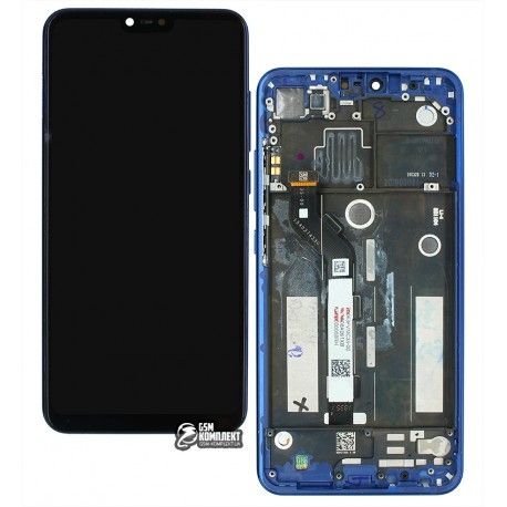 Дисплей для Xiaomi Mi 8 Lite 6.26, синій, з рамкою, оригінал (переклеєне скло), M1808D2TG (154618)