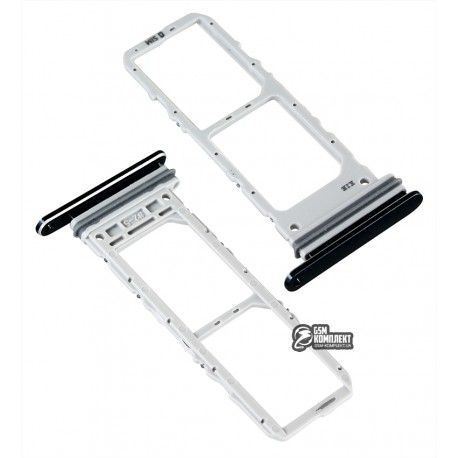 Тримач SIM карти для Samsung N970F Galaxy Note 10, чорний, Dual SIM (143339)
