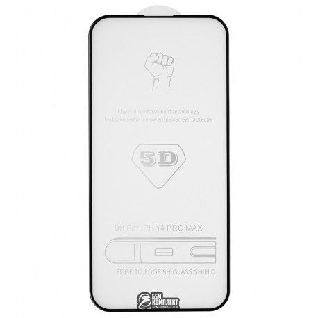 Захисне скло для iPhone 14 Pro Max, iPhone 15 Plus, 3D Glass, чорне (155922)