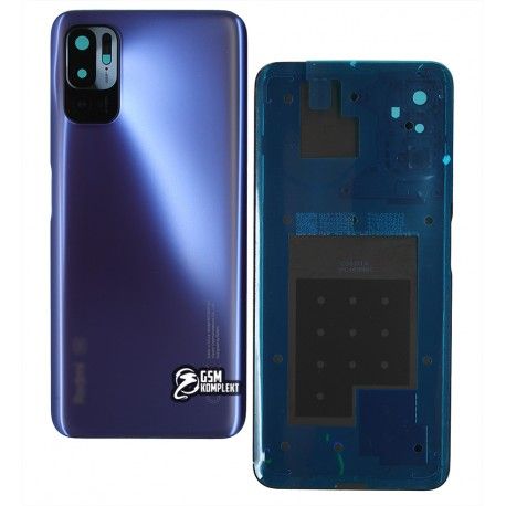Задня панель корпуса для Xiaomi Redmi Note 10 5G, синій, із склом камери, Nighttime Blue (154096)
