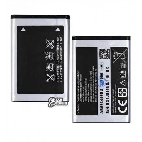 Акумулятор AB553446BU для Samsung B100, B2100, C3212, C3300, C5130, C5212, E1172, E1182, E2120, E2121, E2232, E2652, M110, M2510, Li-ion, 3,7 В, 1000 мАг (158781)