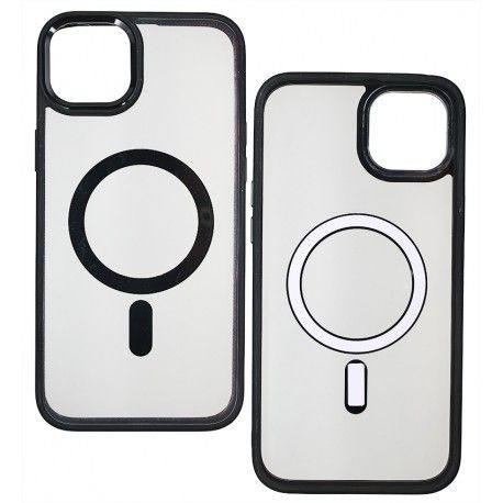 Чохол для iPhone 14 Plus (6,7 ), MagSafe COLORS, силиконовый, черный (158760)
