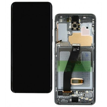 Дисплей для Samsung G980 Galaxy S20, G981 Galaxy S20 5G, сірий, з сенсорним екраном, з рамкою, оригінал, service pack box, (GH82-22131A / GH82-22123A (147046)