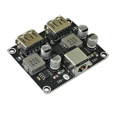 DC / DC перетворювач понижуючий на 2 x USB, Uin: 6 - 32V, Uout: 5V / 9V / 12V / 24V, підтримка протоколів QC2.0, QC3.0, DCP, BC1.2, Apple (144300)
