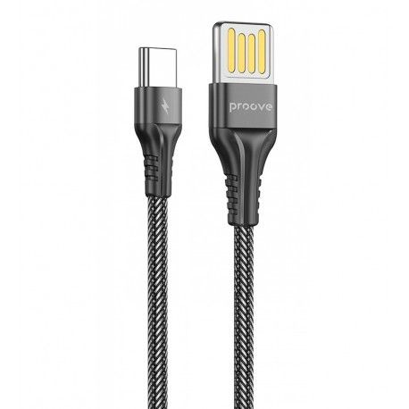 Кабель Type-C - USB, Proove Double Way, 100см, до 2.4 Ампер, круглий, силіконовий, чорний (160847)