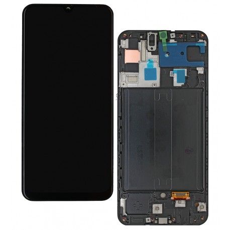 Дисплей для Samsung A505 Galaxy A50, A505F/DS Galaxy A50, A507 Galaxy A50s, A507F/DS Galaxy A50s, чорний, з рамкою, оригінал (переклеєне скло) (155290)