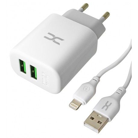 Зарядний пристрій DC CA-D24, 2в1 Lightning 2USB/2.4A, білий (162648)