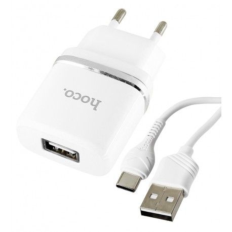 Зарядний пристрій Hoco C12Q, QC3.0, 3A, 18Вт, 1USB, з кабелем Type-C - USB (153413)