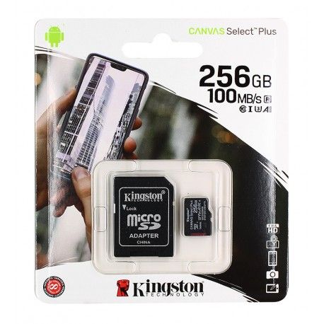 Карта пам яті 256 GB microSDXC Kingston Canvas Select Plus Class 10 UHS-I R100Mb/s (164626)