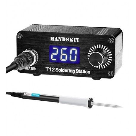 Паяльна станція HandsKit T12C Led, для жал T12, 72Вт, 220В, 200-450C, DC12-24V, з блоком живлення (164819)