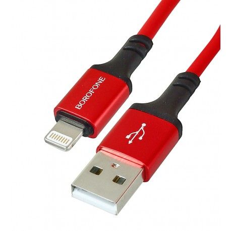 Кабель Lightning - USB, Hoco BX83, 1 м, 2,4А, силиконновый, красный (168933)