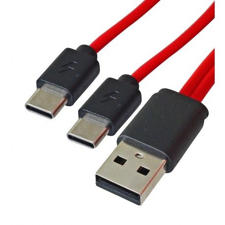 Кабель Type-C+Type-C - USB, 2в1,Soshine, 1 метр, 2А, чорний (168886)