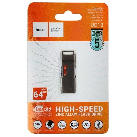 Флешка 64 Gb Hoco UD13, USB 3.2, срібляста (171291)