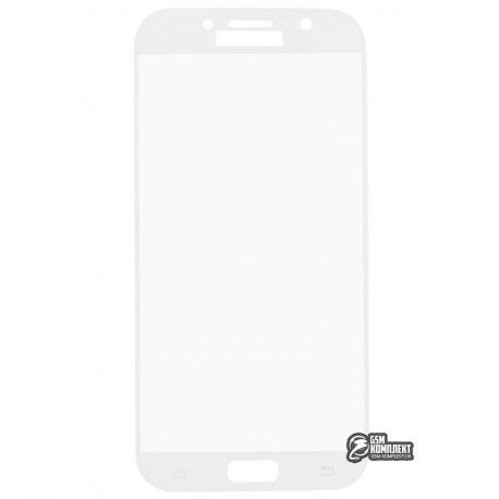 Загартоване захисне скло для Samsung A720 Galaxy A7 (2017), 3D, з закругленими кутами, 0,26 мм 9H, білий колір (118799)