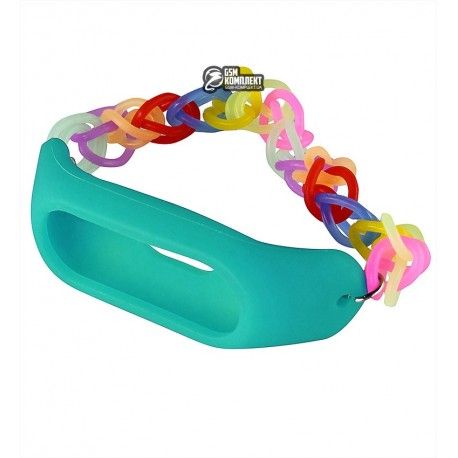 Ремінець для Xiaomi Mi Band 2, Fashion Rainbow Color Elastic Stretch Replacement Silicone Strap (126825)