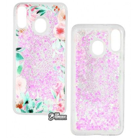 Чохол для Samsung Galaxy M20 M205F, Lovely Stream, силіконовий з рідиною, (flowering corners) (133119)
