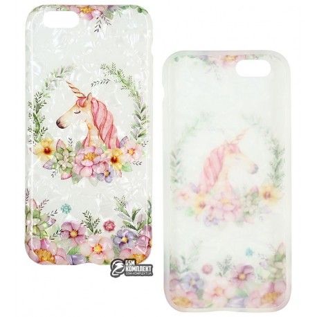 Чохол для iPhone 6, iPhone 6s, Blood of Jelly Cute case, силікон (unicorn with flowers) (133069)