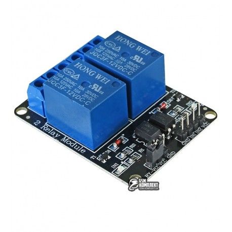 Двоканальний релейний модуль з опторазвязкой 12V 10A, HW-279 (136293)