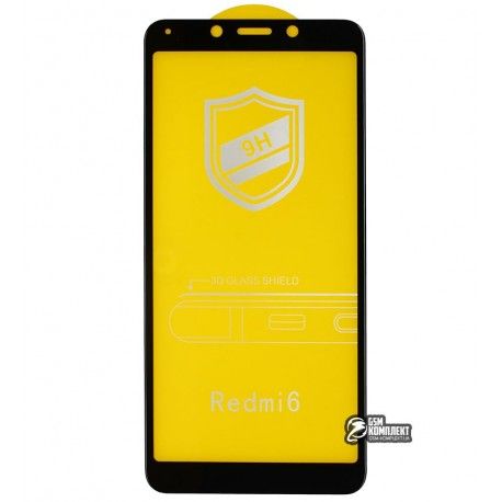 Загартоване захисне скло для Xiaomi Redmi 6, Redmi 6A, 0,26 мм 9H, 4D ARC, чорний колір (137761)