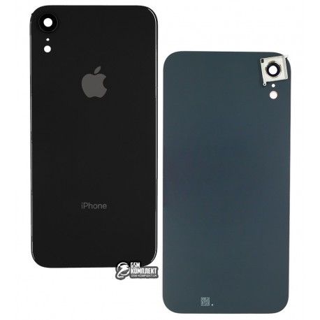 Задня панель корпусу для iPhone XR, чорна, зі склом камери (142260)