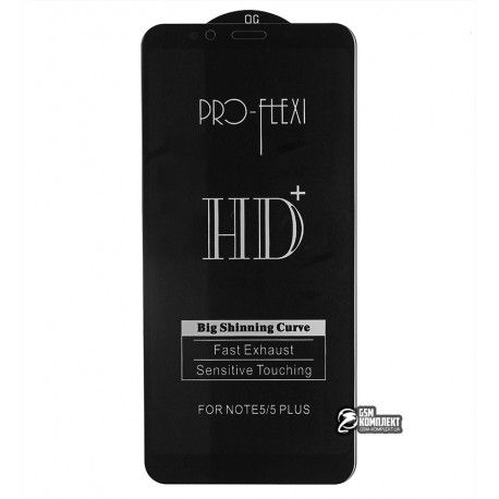 Загартоване захисне скло для Xiaomi Redmi 5 Plus, 5D, ProFlex, Full Glue, чорне (146592)