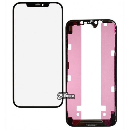 Скло дисплея для Apple iPhone 12 Pro Max, з рамкою, з OCA-плівкою, чорне (149275)