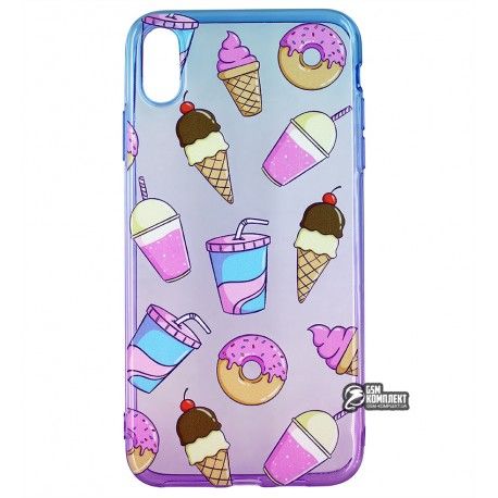 Чохол для iPhone Xs Max, WAVE Sweet Acid, силікон, (blue/purple/soda) (149814)