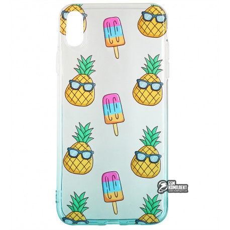 Чохол для iPhone Xs Max, WAVE Sweet Acid, силікон, (white/turquoise/pineapple) (149812)