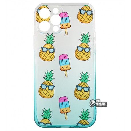 Чохол для iPhone 12 Pro, WAVE Sweet Acid, силікон, (white/turquoise/pineapple) (149790)