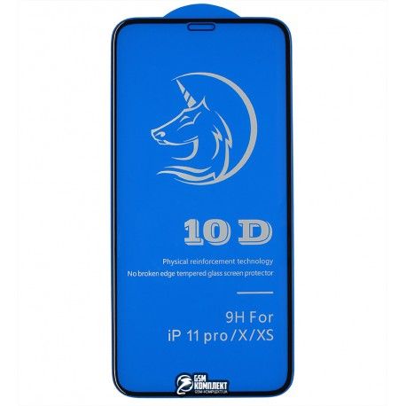 Захисне скло для iPhone X, iPhone XS, iPhone 11 Pro, 3D, Titanium, чорне (150524)