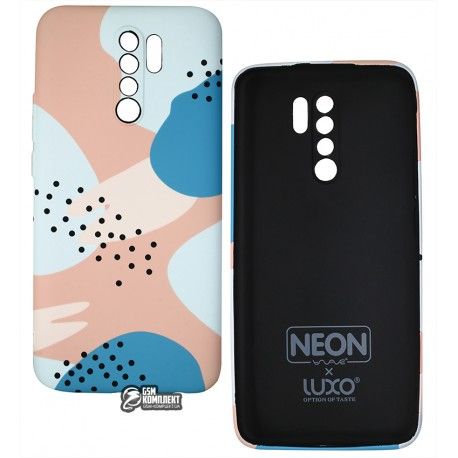 Чохол для Xiaomi Redmi 9, Wave neon X luxo Minimalistic, софттач силікон, pink sand/blue (153243)