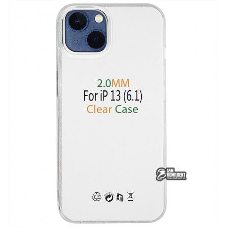 Чохол для Apple iPhone 13, Silicone Clear Case 2.0 mm, силікон, прозорий (153431)