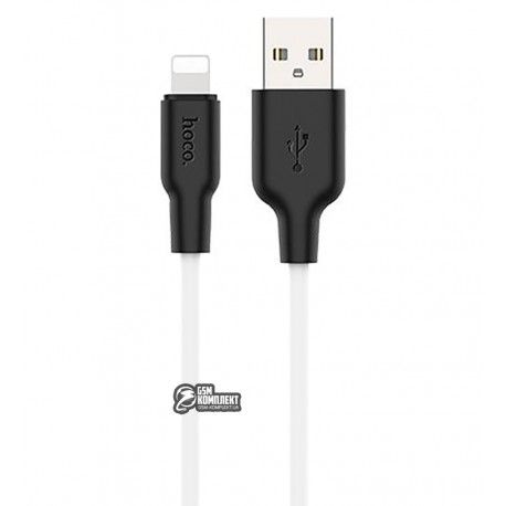 Кабель Lightning - USB, Hoco X21 Plus, 1м, 2.4А, силікон, white (155555)